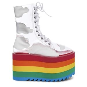 Dolls Kill Happy Daze Platform Rainbow Pride Festival Boots